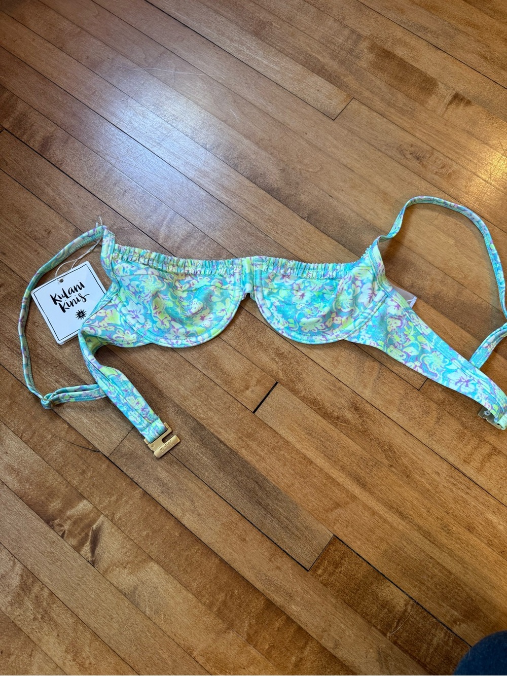Kulani Kinis Pastel Floral Bikini Top - Mint, Yellow, Pink